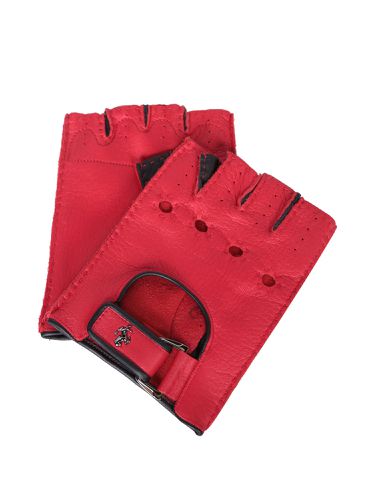 Leather Fingerless Gloves - Ferrari - Modalova