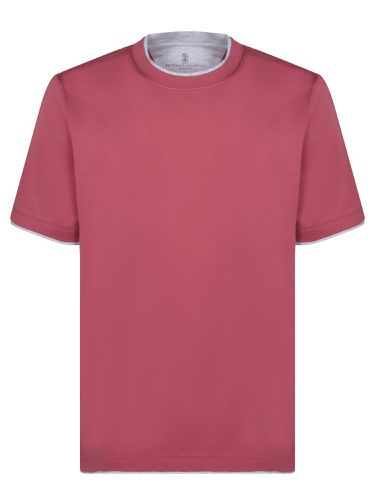 Contrastind Edges Salmon T-shirt - Brunello Cucinelli - Modalova