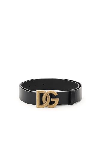 Lux Leather Belt With Crossed Dg Logo - Dolce & Gabbana - Modalova