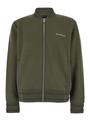 Green Sweatshirt With Bomber Collar And 4g Logo In Wool Man - Givenchy - Modalova