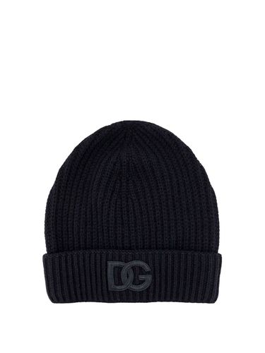 Dg Logo Patch Knitted Beanie - Dolce & Gabbana - Modalova