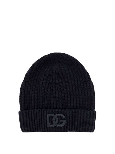 Dg Logo Patch Knitted Beanie - Dolce & Gabbana - Modalova