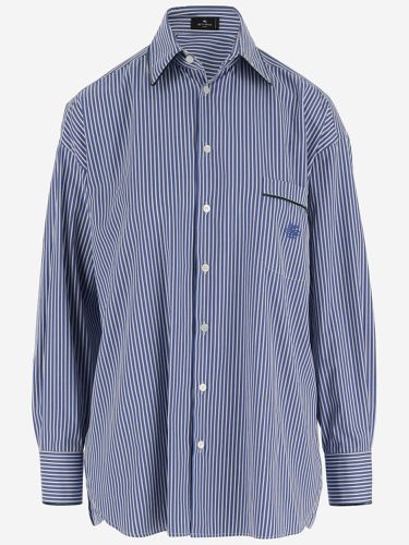 Etro Striped Cotton Shirt With Logo - Etro - Modalova