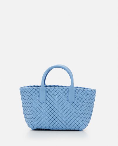 Cerulean Blue Leather Mini Cabat Handbag - Bottega Veneta - Modalova
