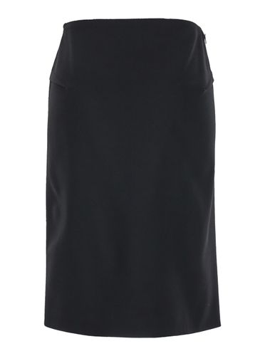 Midi Skirt With Side Slit In Stretch Wool Woman - Versace - Modalova