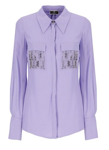 Embroidered Pocket Georgette Blouse - Elisabetta Franchi - Modalova