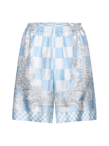 Barocco Check-printed Knee-length Shorts - Versace - Modalova