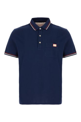 Midnight Blue Cotton Polo Shirt - Valentino Garavani - Modalova