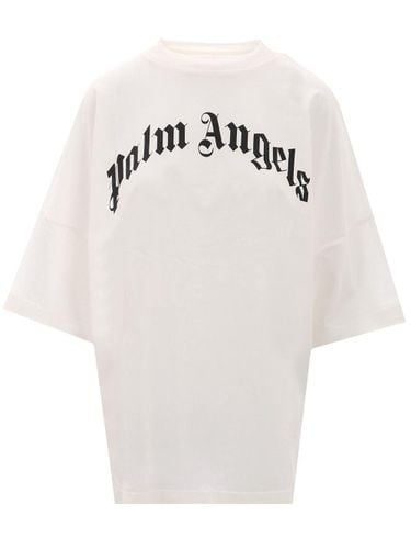 Curved Logo Oversize T-shirt - Palm Angels - Modalova