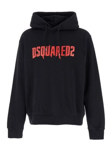 Hoodie With Logo Print In Cotton Man - Dsquared2 - Modalova