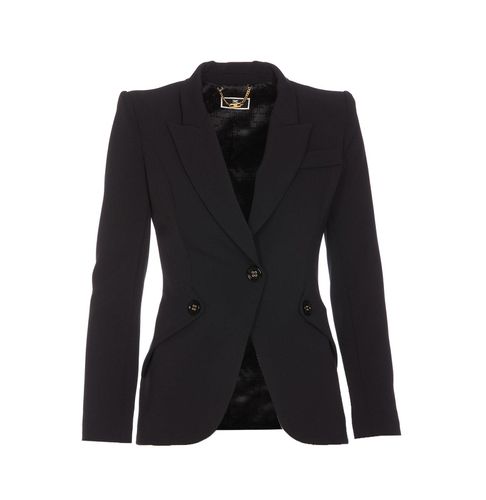 Logo Plaque Single-breasted Jacket - Elisabetta Franchi - Modalova