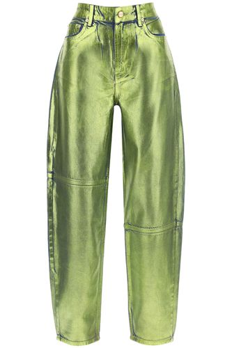 Ganni Jeans In Green Cotton - Ganni - Modalova
