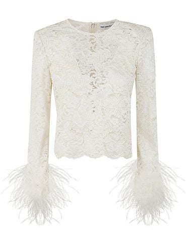 Cream Cord Lace Feather Top - self-portrait - Modalova