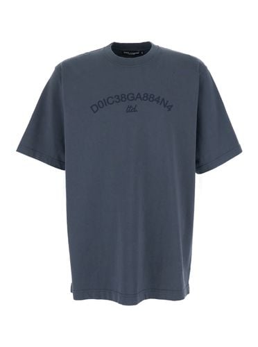 Crewneck T-shirt With Tonal Logo Embroidery In Cotton Man - Dolce & Gabbana - Modalova