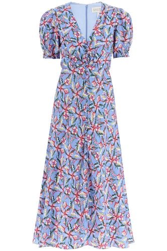 Lea Long Dress In Printed Silk - Saloni - Modalova