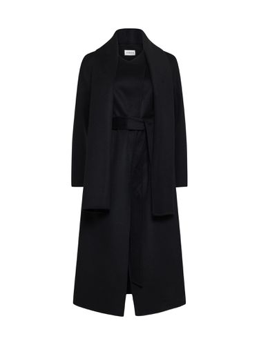 Long Double-breasted Coat With Tie-up Collar In Heavy Fabric Woman - Parosh - Modalova