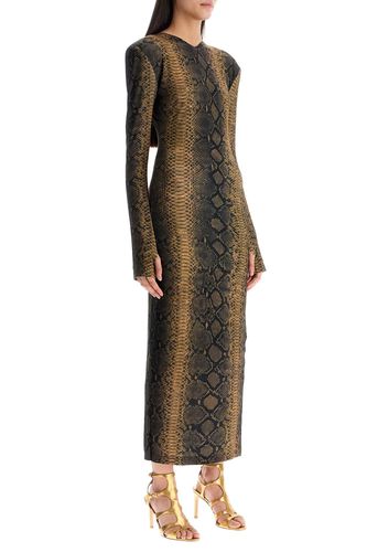 Brown Slim Fit Long Python Effect Dress - Norma Kamali - Modalova