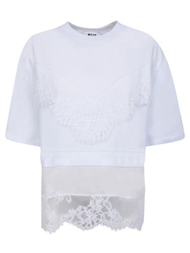 MSGM Embroidered Lace White T-shirt - MSGM - Modalova