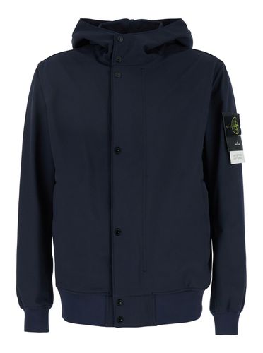 Jacket With Hood With Buttons And Logo Patch On The Sleeve In Tech Fabric Stretch Man - Stone Island - Modalova