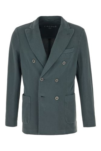 Teal Green Stretch Cotton Blazer - Circolo 1901 - Modalova