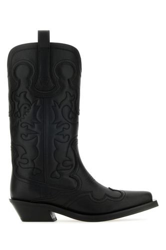 Ganni Black Leather Boots - Ganni - Modalova