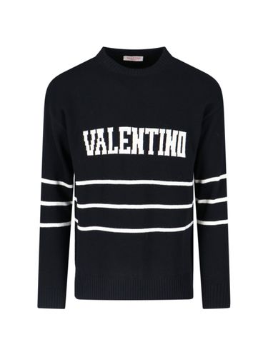 Stripe Detail Logo Sweater - Valentino Garavani - Modalova