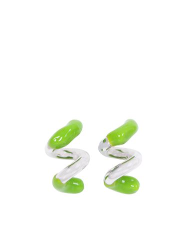 Fusillo Rubberized Silver/ Green Earrings - Sunnei - Modalova