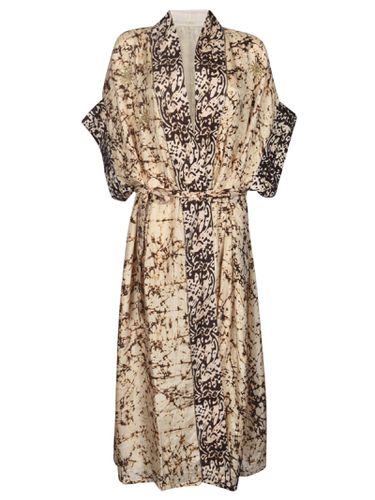 Laced Waist Printed Robe Dress - Mes Demoiselles - Modalova