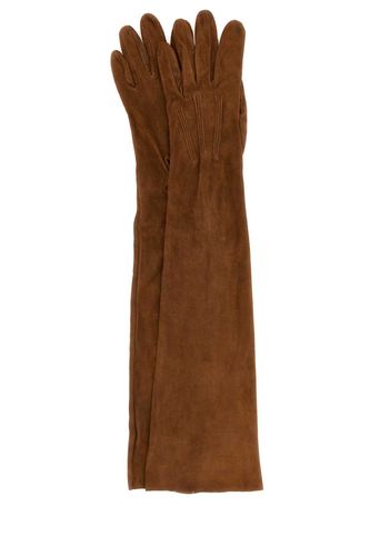 Prada Caramel Suede Long Gloves - Prada - Modalova