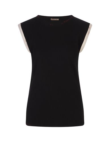 Ribbed Sleeveless Top With Red Stitching - Marni - Modalova