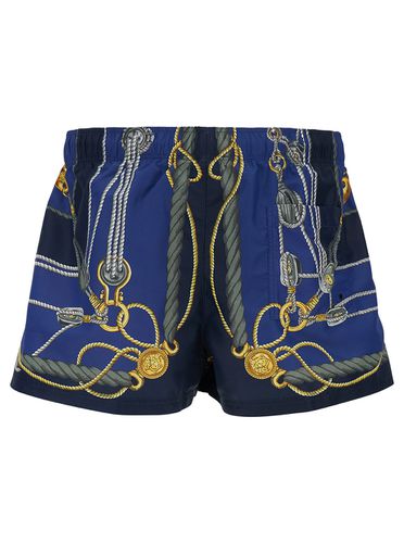 Nautical Smiwsuit Trunks With Barocco Motif In Tech Fabric Man - Versace - Modalova