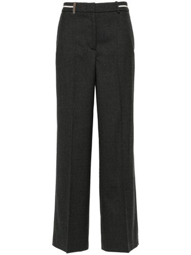 Dark Wool Blend Flannel Trousers - Peserico - Modalova