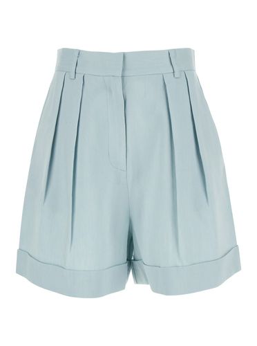 Light Blue Shorts With Pinces In Linen Blend Woman - The Andamane - Modalova