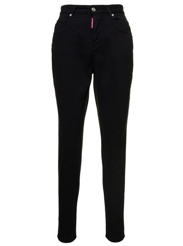 Honey Black High-waisted Skinny Jeans With Logo Tag In Stretch Denim Woman - Dsquared2 - Modalova