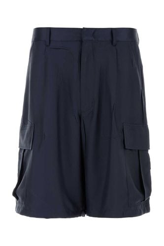 Prada Dark Blue Silk Bermuda Shorts - Prada - Modalova