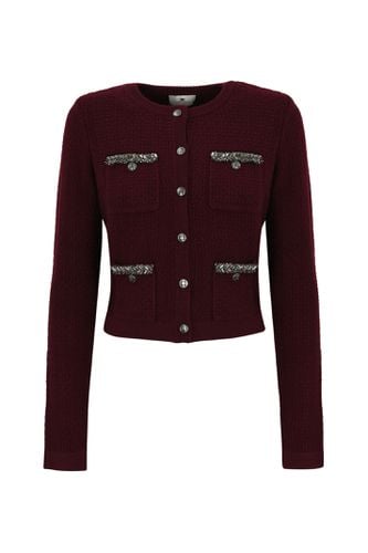 Cardigan In Rouge Noire Boucle - Elisabetta Franchi - Modalova