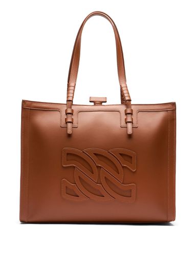 Beaurivage Bag In Saddle-colored Leather And C-chain Logo - Casadei - Modalova