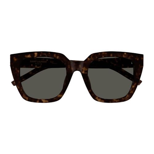 Saint Laurent Sl M143 Linea Monogram 002 Havana Grey Sunglasses - Saint Laurent Eyewear - Modalova