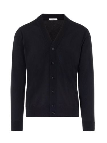 Navy Cardigan With Buttons - Paolo Pecora - Modalova