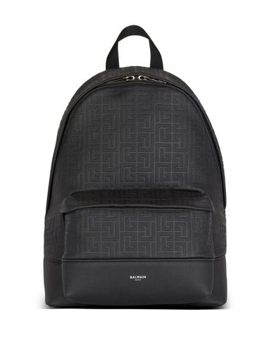 Grained Leather Backpack With Monogram - Balmain - Modalova