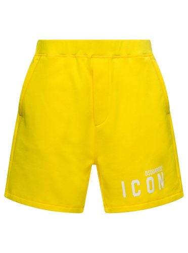 Shorts With Contrasting Logo Print In Cotton Man - Dsquared2 - Modalova
