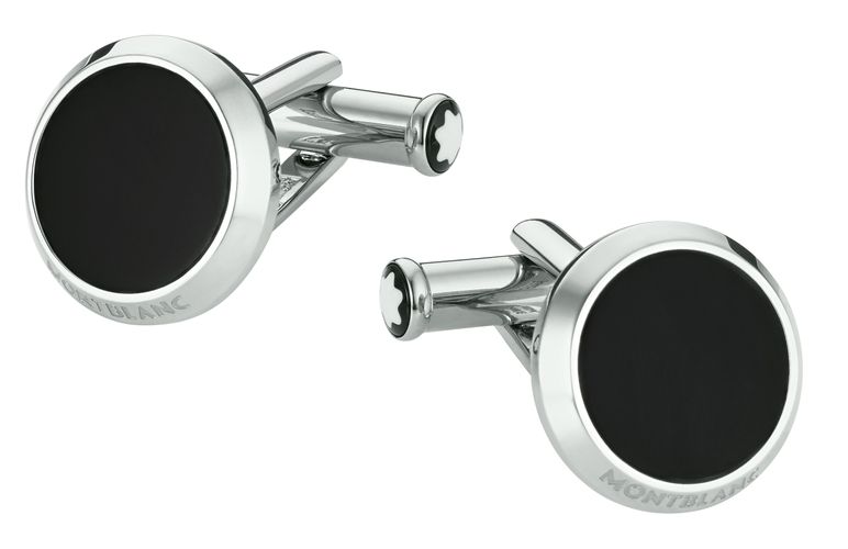 Boutons de Manchette Meisterstück avec Incrustation d'Onyx - Acier inoxydable - MB112896 - Boutons De Manchette - MONTBLANC - Modalova