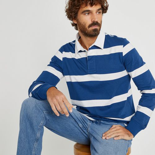 Polo In Cotone Bio Maniche Lunghe A Righe Uomo Taglie L - la redoute collections - Modalova