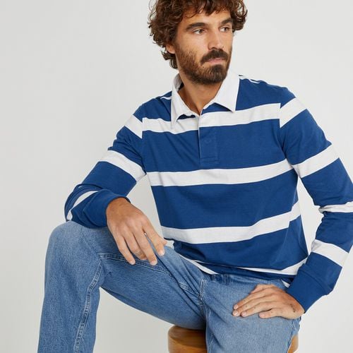 Polo In Cotone Bio Maniche Lunghe A Righe Uomo Taglie XL - la redoute collections - Modalova