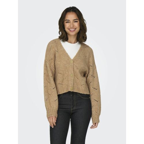 Cardigan Scollo A V, Maglia Traforata Donna Taglie L - only - Modalova