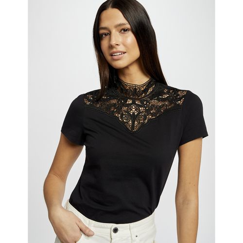 T-shirt a maniche corte con pizzo - MORGAN - Modalova