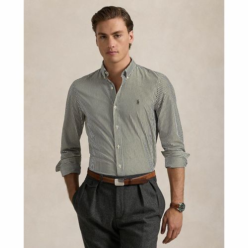 Camicia Slim A Righe Popeline Logo Ricamato Uomo Taglie L - polo ralph lauren - Modalova