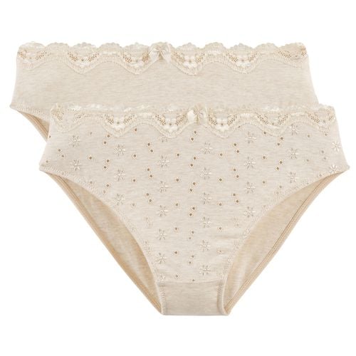 Confezione da 2 slip in cotone ricamato - LA REDOUTE COLLECTIONS - Modalova