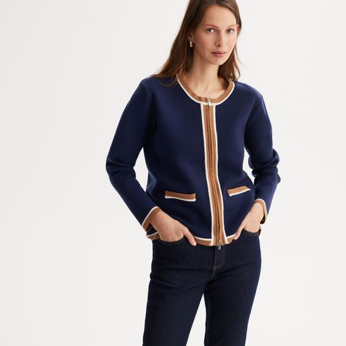 Cardigan A Girocollo In Maglia Fine Con Chiusura A Zip Donna Taglie 34/36 (FR) - 38/40 (IT) - anne weyburn - Modalova