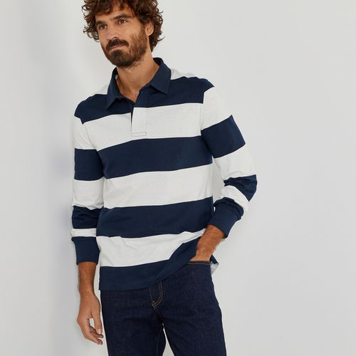 Polo In Cotone Bio Maniche Lunghe A Righe Uomo Taglie XL - la redoute collections - Modalova